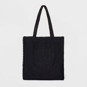 Crochet Tote Handbag Universal Thread Black